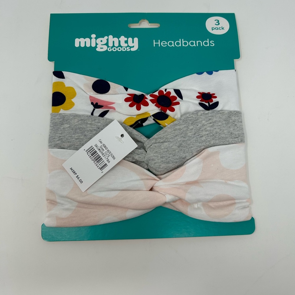 NWT Mighty Goods 3 pack Baby Girl Headbands